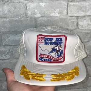 Deep Sea Round up adjustable white hat | Vintage hat| 53rd annual | Texas Hat